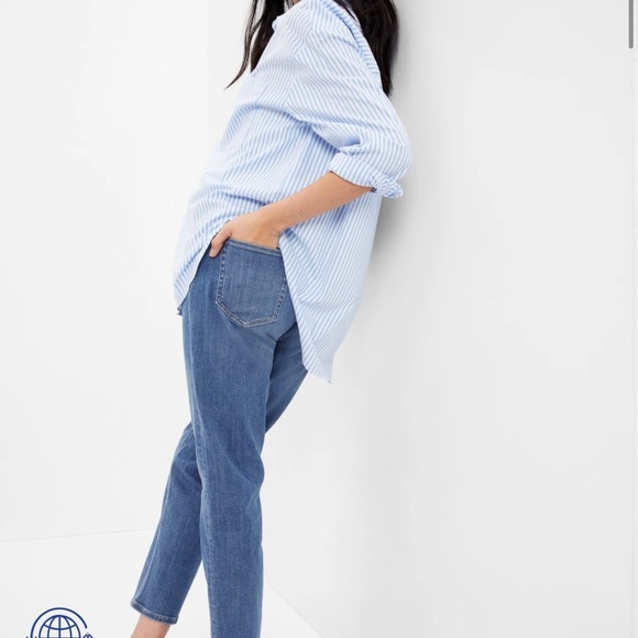 Maternity Inset Panel Cheeky Straight Jeans with Washwell - Picture 2 of 5